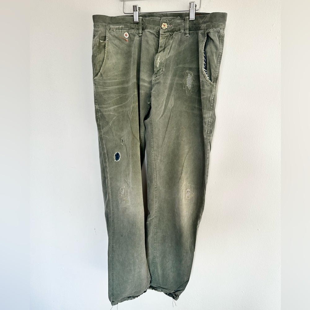 PRPS Green Pants with Striped Pocket